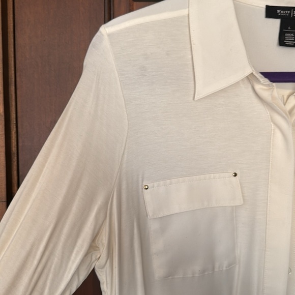 White House Black Market White Button Down Blouse - Picture 2 of 10